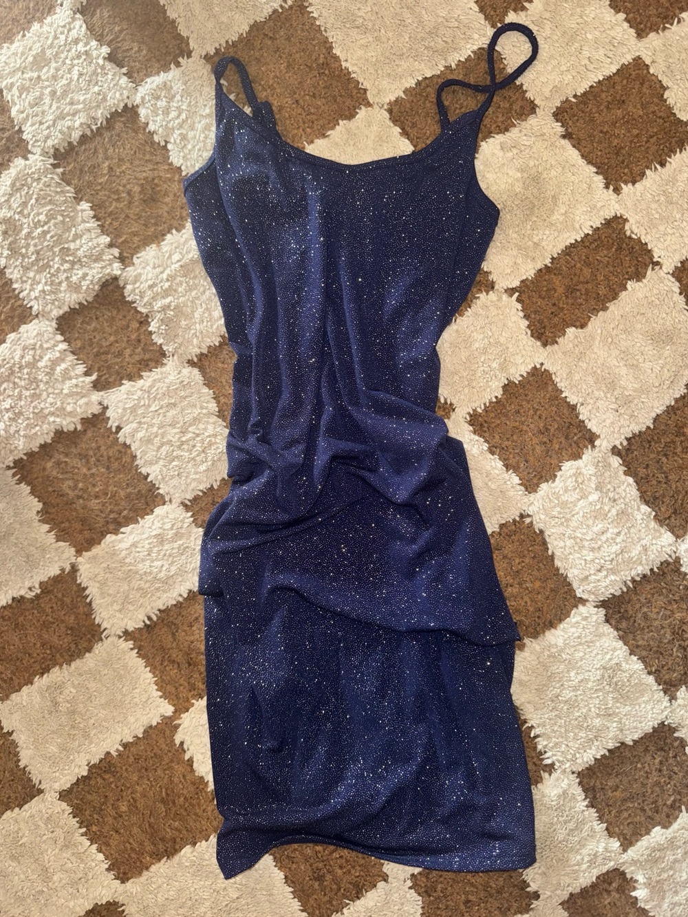 Nordstrom Navy Sparkle Slip Midi Dress